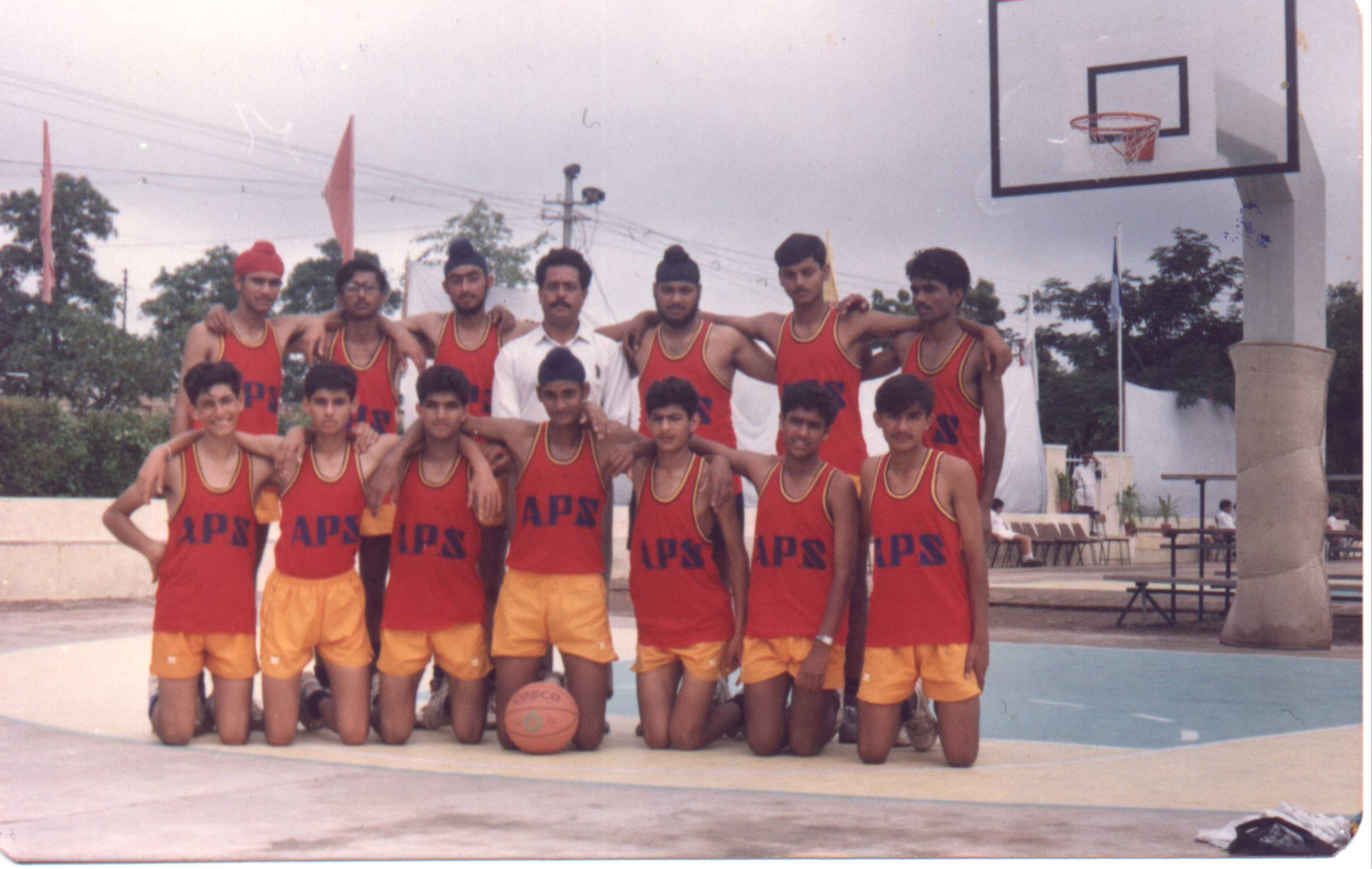 The school basketball team at Scindia School, Gwalior